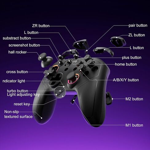 وحدة التحكم اللاسلكية LinHugame للتبديل ، متوافقة مع المفتاح 2/Switch/Lite/OLED/Steam/PC ، عصا التحكم في القاعة ، Gyro 6 محاور ، Wake Up ، Turbo ، 1000mAh بطارية ، أزرار الظهر القابلة للبرمجة in Kuwait
