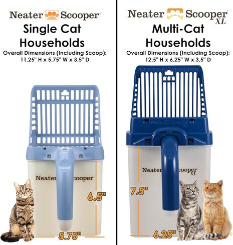 Neater Pet Brands Neater Scooper Standard Litter Scoop, 60 Refill Bags – Mess-Free Cat Litter Scooper with Bag, Spill-Proof Kitty Box Sifter, Bin Doubles as Scoop Holder, for Single-Cat Households in Kuwait