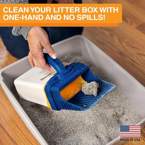 Neater Pet Brands Neater Scooper Standard Litter Scoop, 60 Refill Bags – Mess-Free Cat Litter Scooper with Bag, Spill-Proof Kitty Box Sifter, Bin Doubles as Scoop Holder, for Single-Cat Households in Kuwait