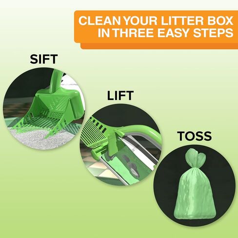 Neater Pet Brands Neater Scooper Standard Litter Scoop, 60 Refill Bags – Mess-Free Cat Litter Scooper with Bag, Spill-Proof Kitty Box Sifter, Bin Doubles as Scoop Holder, for Single-Cat Households in Kuwait