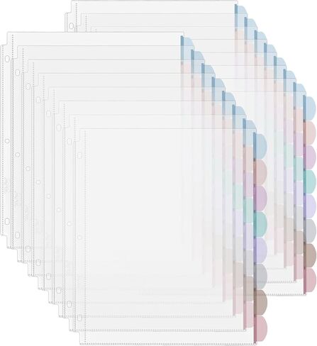 Mr. Pen- Clear Sheet Protectors with Binder Tabs, 8 Tabs, 2 Sets, Clear Binder Sheet Protectors, Clear Plastic Dividers for 3 Ring Binder, Insertable Index Page Divider Multicolor Tabs in Kuwait