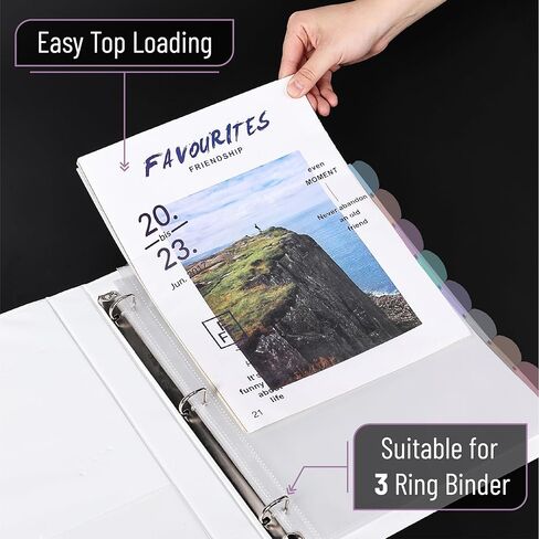 Mr. Pen- Clear Sheet Protectors with Binder Tabs, 8 Tabs, 2 Sets, Clear Binder Sheet Protectors, Clear Plastic Dividers for 3 Ring Binder, Insertable Index Page Divider Multicolor Tabs in Kuwait