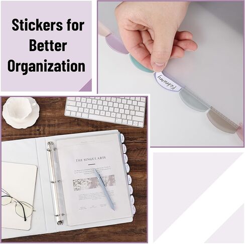 Mr. Pen- Clear Sheet Protectors with Binder Tabs, 8 Tabs, 2 Sets, Clear Binder Sheet Protectors, Clear Plastic Dividers for 3 Ring Binder, Insertable Index Page Divider Multicolor Tabs in Kuwait