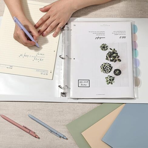 Mr. Pen- Clear Sheet Protectors with Binder Tabs, 8 Tabs, 2 Sets, Clear Binder Sheet Protectors, Clear Plastic Dividers for 3 Ring Binder, Insertable Index Page Divider Multicolor Tabs in Kuwait