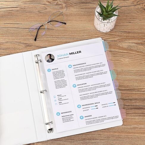 Mr. Pen- Clear Sheet Protectors with Binder Tabs, 8 Tabs, 2 Sets, Clear Binder Sheet Protectors, Clear Plastic Dividers for 3 Ring Binder, Insertable Index Page Divider Multicolor Tabs in Kuwait