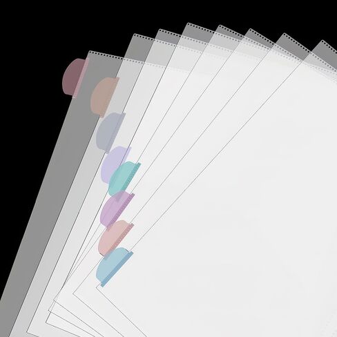 Mr. Pen- Clear Sheet Protectors with Binder Tabs, 8 Tabs, 2 Sets, Clear Binder Sheet Protectors, Clear Plastic Dividers for 3 Ring Binder, Insertable Index Page Divider Multicolor Tabs in Kuwait