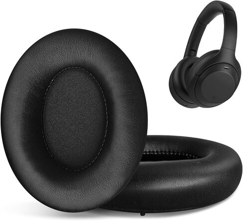 منصات الأذن البديلة للاستبدال لـ Sony WH-1000XM4 (WH1000XM4) سماعات الأذن الزائدة ، وسائد أذن مع رغوة عزل الضوضاء عالي الكثافة ، سمك إضافي (أسود) in Kuwait