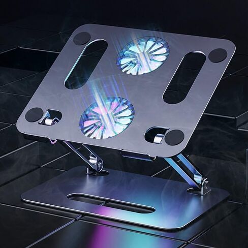 Folding Computer Stand Laptop Heat Dissipation Stand Fan with -Layer Height Adjustable Computer Stand(Gray) in Kuwait