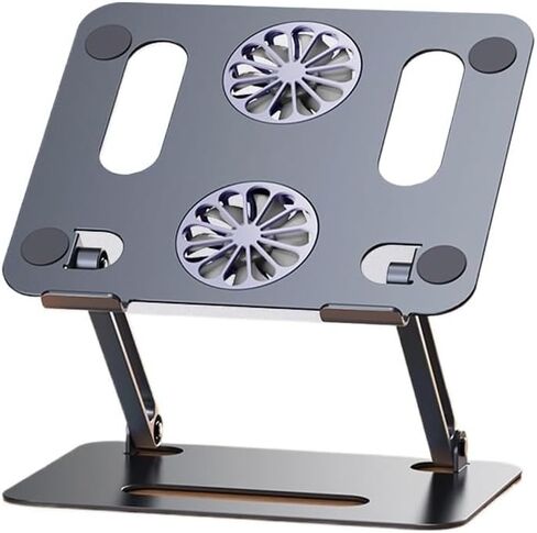 Folding Computer Stand Laptop Heat Dissipation Stand Fan with -Layer Height Adjustable Computer Stand(Gray) in Kuwait