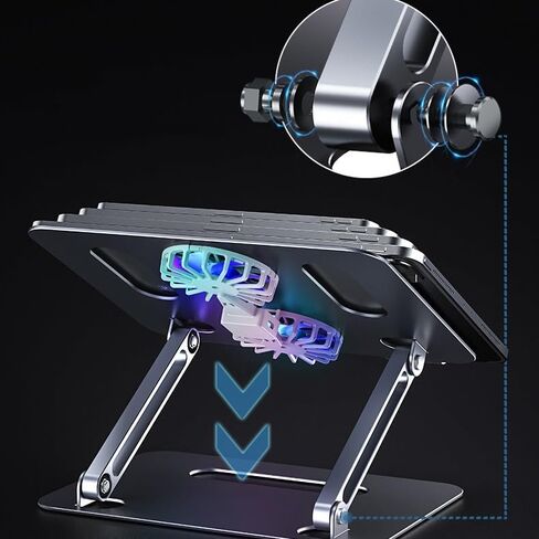 Folding Computer Stand Laptop Heat Dissipation Stand Fan with -Layer Height Adjustable Computer Stand(Gray) in Kuwait