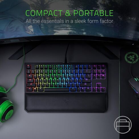 Razer Blackwidow Tournament Edition Chroma V2: Esports Gaming Keyboard - REST ERGONIMIC REST - Tenkeyless Design - Razer Green Mechanical Switches (tassile and clicky) (متجدد) in Kuwait
