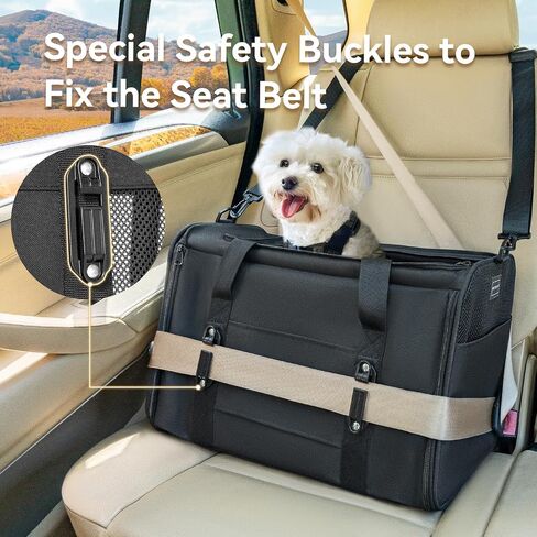 Petsfit 18 × 11 × 11 حاملة الحيوانات الأليفة معتمدة من شركة الطيران، حاملة للكلاب ناعمة الجوانب، خفيفة الوزن وقابلة للطي، تهوية على 5 جوانب، مقاومة للهروب، مع حزام كتف قابل للتعديل، وسادة ناعمة in Saudi Arabia
