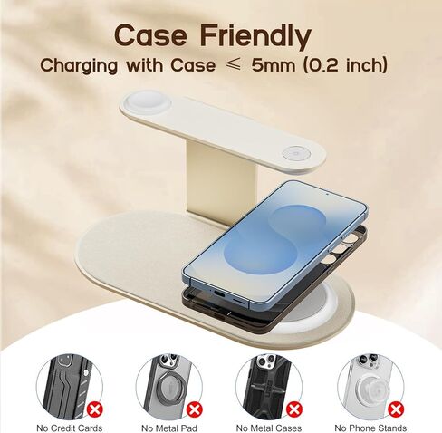 4-in-1 Charging Station for Samsung/Android with 3-Level Night Light, 18W Wireless Charger for Galaxy S25 Ultra/S24/S23/S22/Note 20,Galaxy Watch Ultra/8/7,Galaxy Buds 3 Pro(Black) in Kuwait