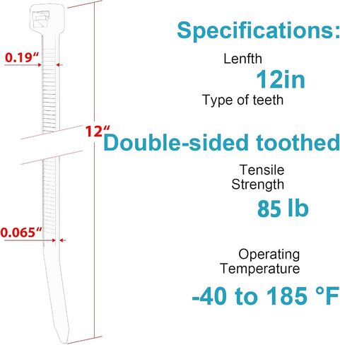 12 Inch Zip Ties Double Sided Toothed (Bulk 1000 Pack),85 LBS Tensile Strength Heavy Duty Cable Wire Ties With Self-Locking Adjustable More Durable Nylon Tie Wraps for Indoor Outdoor in Kuwait