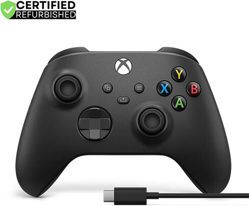 وحدة تحكم لاسلكية Microsoft Xbox مع كابل USB -C للكبريت - الكربون الأسود (المتجدد) مع حزمة حماية محسنة لمدة عامين CPS in Kuwait