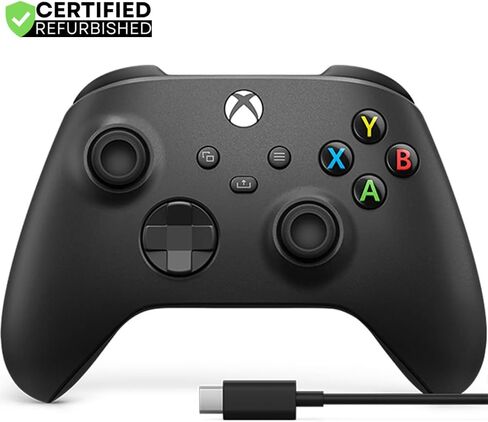 وحدة تحكم لاسلكية Microsoft Xbox مع كابل USB -C للكبريت - الكربون الأسود (المتجدد) مع حزمة حماية محسنة لمدة عامين CPS in Kuwait