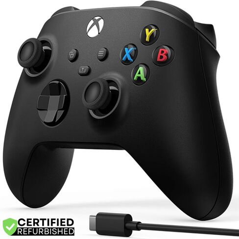 وحدة تحكم لاسلكية Microsoft Xbox مع كابل USB -C للكبريت - الكربون الأسود (المتجدد) مع حزمة حماية محسنة لمدة عامين CPS in Kuwait