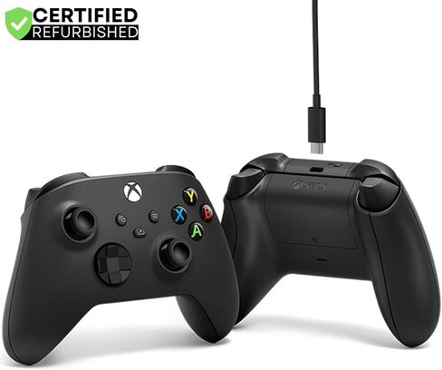 وحدة تحكم لاسلكية Microsoft Xbox مع كابل USB -C للكبريت - الكربون الأسود (المتجدد) مع حزمة حماية محسنة لمدة عامين CPS in Kuwait