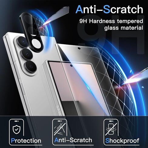 JETech Front Screen Protector for Samsung Galaxy Z Fold 7 2025 with Camera Lens Protector, Easy Installation Tool, 9H Tempered Glass Film, Anti-Scratch, HD Clear, 2-Pack Each in Saudi Arabia