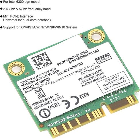 بطاقة شبكة Yunir 6300 ، 450Mbps Mini PCI E WiFi محول ، بطاقة لاسلكية مزدوجة 2.4 5 جيجا هرتز مع 802.11a g n لأجهزة الكمبيوتر المحمولة وأجهزة الكمبيوتر in Saudi Arabia