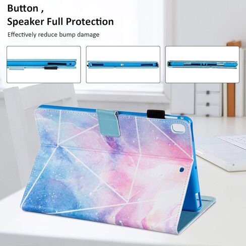 DTECK CASE لـ Apple iPad Pro Tablet (9.7 بوصة ، الإصدار 2016 ، طراز A1673 A1674 A1675) - حالة من الذروة الواقية من الجلود الذكية مع استيقاظ النوم التلقائي ، وغطاء الحامل الخفيف الوزن (Galaxy الوردي) in Kuwait