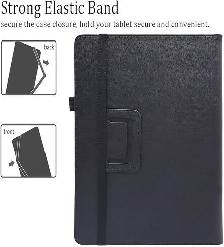 Universal 10 10.1 inch Android Tablet Case ، Dluggs Slim Folio Leather Case Cover for 9.5-11 Inch tablet مع حزام يدوي ، أسود in Kuwait