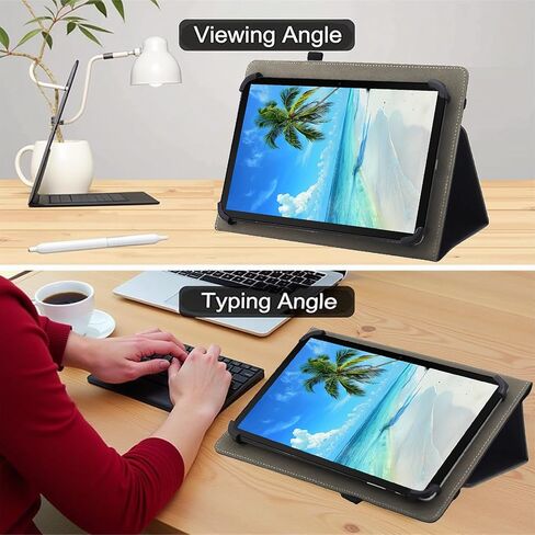 Universal 10 10.1 inch Android Tablet Case ، Dluggs Slim Folio Leather Case Cover for 9.5-11 Inch tablet مع حزام يدوي ، أسود in Kuwait