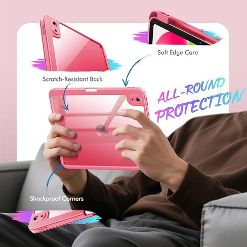 INFILAND Case for iPad (A16) 11th Generation 11 Inch 2025/10th Generation 10.9 Inch 2022,Multi-Angles Stand,Slim Protective Magnetic Origami Cover with Clear Back Shell (Navy Blue) in Kuwait