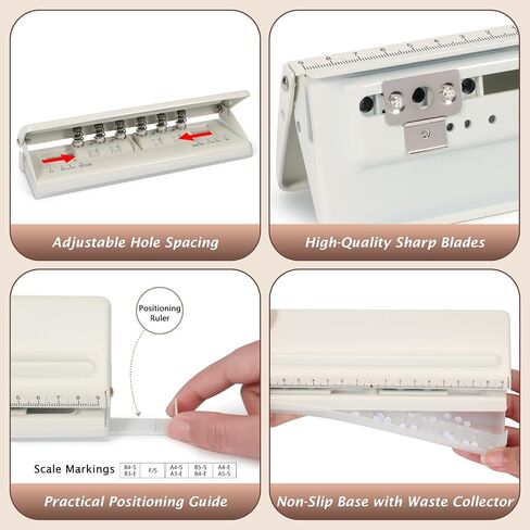 All Metal Adjustable 6-Hole Paper Puncher, A5 A6 A7 6 Ring Punch with Positioning Mark, 6 Sheet Capacities Puncher for Dairy Planner, Personal, Agenda, Binder Refill Pages in Saudi Arabia