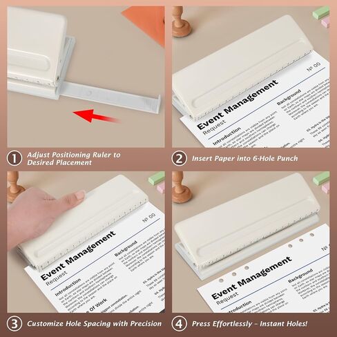 All Metal Adjustable 6-Hole Paper Puncher, A5 A6 A7 6 Ring Punch with Positioning Mark, 6 Sheet Capacities Puncher for Dairy Planner, Personal, Agenda, Binder Refill Pages in Saudi Arabia
