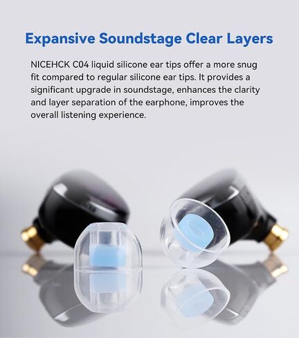 C03 Ear Tips for in-Ear Headphones, Transparent Liquid Silicone Ear Tips, 3 Pairs Soft Silicone Earbuds Tips Eartips, Fit Most in-Ear Earbuds (S/M/L, 1 Pair of Each) in Kuwait