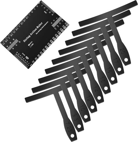 10 قطع من ادوات لوثر تتضمن 9 مقياس نصف قطر تحت الوتر و1 مسطرة قياس للحركة واداة قياس لقياس الجيتار باس وادوات اصلاح اعداد الجيتار in Kuwait