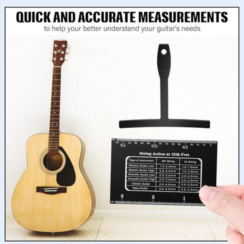 10 قطع من ادوات لوثر تتضمن 9 مقياس نصف قطر تحت الوتر و1 مسطرة قياس للحركة واداة قياس لقياس الجيتار باس وادوات اصلاح اعداد الجيتار in Kuwait