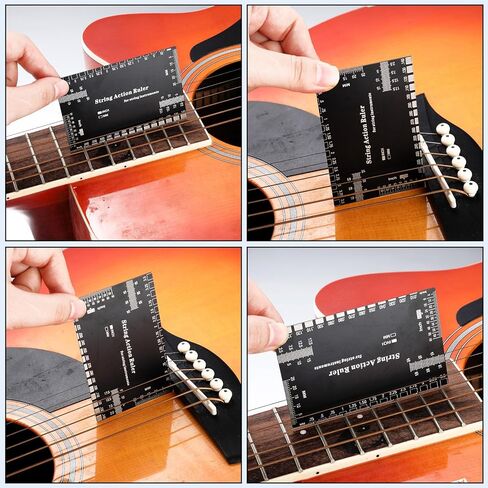 10 قطع من ادوات لوثر تتضمن 9 مقياس نصف قطر تحت الوتر و1 مسطرة قياس للحركة واداة قياس لقياس الجيتار باس وادوات اصلاح اعداد الجيتار in Kuwait