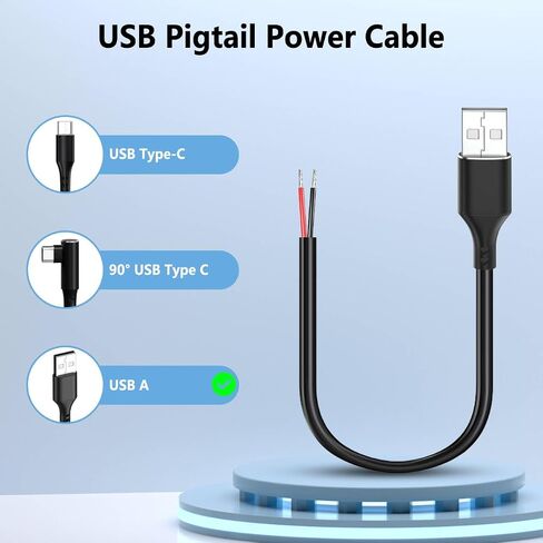 5 PCS USB الذكور إلى كابل الأسلاك العارية - 12 فولت/3A 30 سم مفتوح الطرف الحبل الطاقة لشرائط LED ، ومشاريع Arduino DIY وإصلاح الإلكترونيات in Kuwait