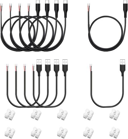 5 PCS USB الذكور إلى كابل الأسلاك العارية - 12 فولت/3A 30 سم مفتوح الطرف الحبل الطاقة لشرائط LED ، ومشاريع Arduino DIY وإصلاح الإلكترونيات in Kuwait