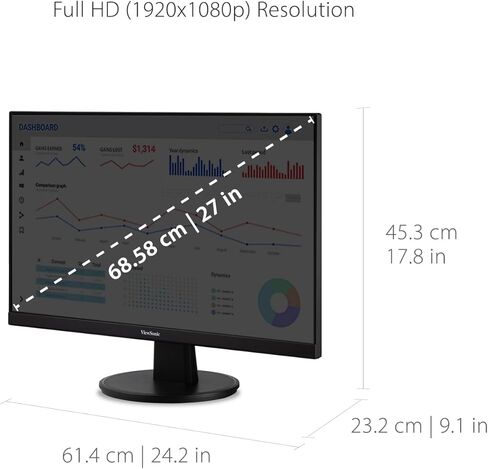 VAINOSIC VA2747-MH 27 بوصة شاشة عالية الدقة 1080 بكسل مع Freesync ، 100 هرتز ، مدي فائق الرقيقة ، العناية بالعيون ، HDMI ، VGA (متجدد) in Kuwait