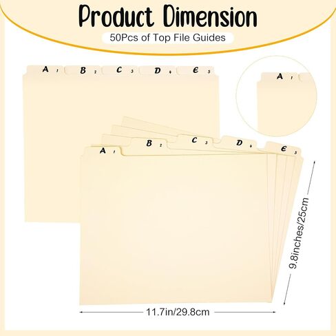 50 Pcs A-Z Alphabet Top Tab File Guides Set, Heavyweight Letter Size File Dividers 1/5 Cut Tab File Cabinet Dividers Desk Organizer for Work School Office Home (Classic Colors) in Kuwait