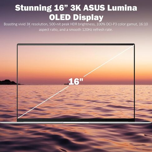 ASUS Zenbook S 16 Laptop, 16" 3K OLED Touchscreen Laptops Computer, AMD 10-core Ryzen AI 9 365, 24GB DDR5 • 1TB SSD • WiFi 7, Backlit KB, Win 11 Pro w/Copilot, Seibosfy in Saudi Arabia