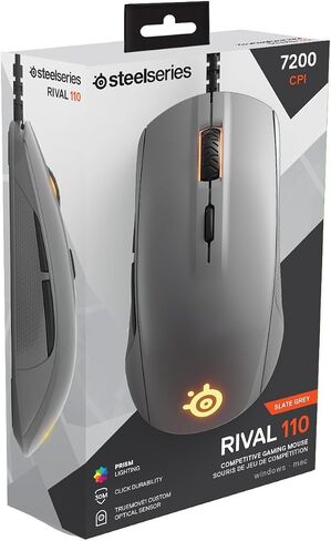 منافس STEELSERIES 110 ، ماوس الألعاب البصرية ، إضاءة RGB ، 6 أزرار ، الكمبيوتر/ماك ، رمادية in Saudi Arabia