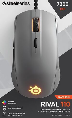 منافس STEELSERIES 110 ، ماوس الألعاب البصرية ، إضاءة RGB ، 6 أزرار ، الكمبيوتر/ماك ، رمادية in Saudi Arabia