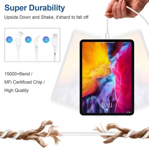 iPhone 17 16 15 Charger Fast Charging ، 45W Dural Port Clock USBC Charger مع سلك كبل طويل من نوع C من Apple iPhone 17 Pro Max/17 Air/16 Pro/16 Pro Max/15 Plus/15 Pro/iPad Pro Pluge Cube in Kuwait