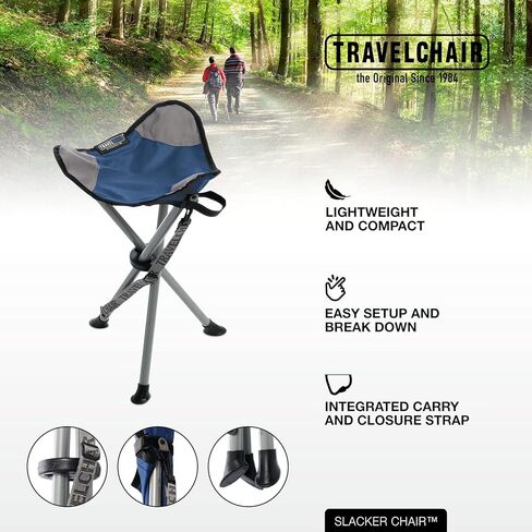 Travel Chair C-Series Slacker™ Folding Tripod, Portable Chair for Outdoor Adventures, Lighter Version of The Original Slacker™ Stool, Black in Kuwait