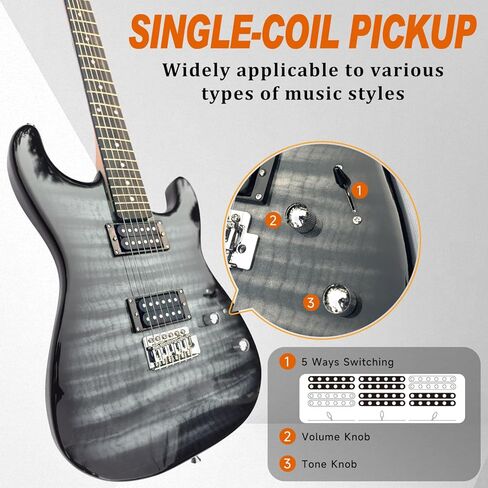 طقم المبتدئين للجيتار الكهربائي من LUCKWBQ، أحمر مع أسيسكوريس، حقيبة، اختيارات، حزام، 6 أوتار، ذراع تريمولو - جيتار إلكتريكا للمبتدئين، البالغين، الأطفال، السفر in Kuwait