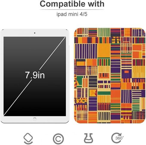 Kente Cloth Pattern Case with Pen Holder Slim Lightweight Trifold Stand Compatible with iPad mini 4/5/6 Mini6（8.3in） in Saudi Arabia