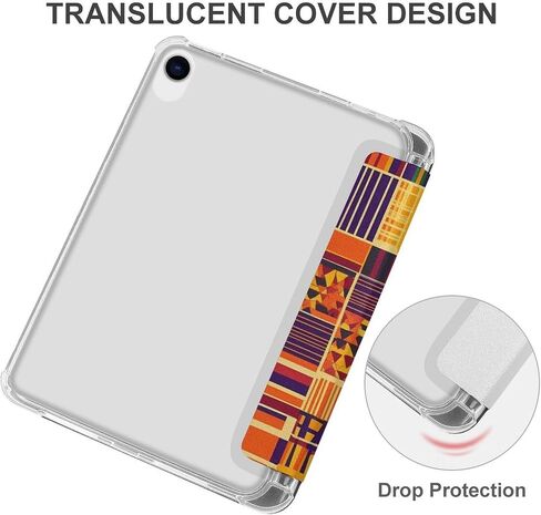 Kente Cloth Pattern Case with Pen Holder Slim Lightweight Trifold Stand Compatible with iPad mini 4/5/6 Mini6（8.3in） in Saudi Arabia