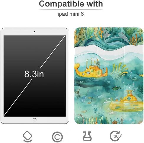 حالة SUB-SEA مع حامل القلم TRIFOLD SLIM TRIFOLD متوافق مع iPad Mini 4/5/6 MINI6 （8.3in） in Saudi Arabia