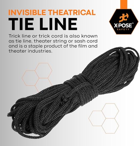 حبل أسود غير مصقول - خط ربط مسرحي بطول 3000 قدم × 1/8 بوصة، بكرة شديدة التحمل، وإدارة الكابلات وربطة الأسلاك - للمسرح، وديكور المسرح، وتطبيقات التزوير والمرافق - سلامة Xpose in Kuwait