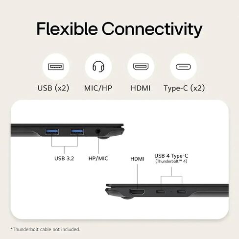 LG GRAM 17 2025 Touchscreen Lapilot COPILOT + PC ، Intel Ultra 7 Series 2 258V (حتى 4.8 جيجا هرتز) ، شاشة WQXGA ، 32 جيجابايت LPDDR5X RAM ، 1 TB SSD ، Intel ARC Graphics ، Wi-Fi 7 ، Windows 11 Pro ، in Kuwait