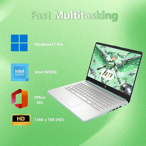 HP 14 LAPTOP ، Ultra Light Student Bussines Laptop ، Intel 4-Core N150 (Beats N4120) ، ذاكرة الوصول العشوائي 16 جيجابايت ، تخزين 192 جيجابايت (128 جيجا بايت UFS+64 جيجابايت من بطاقة SD) ، Microsoft Office 365 ، Windows 11 Pro ، Alpacatec ، Pink in Kuwait